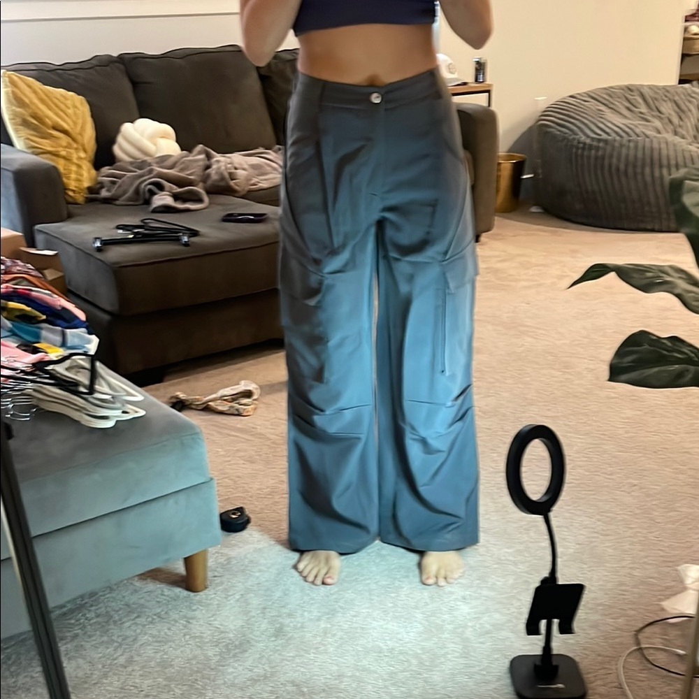 Gray Wide Leg Pants High Waisted